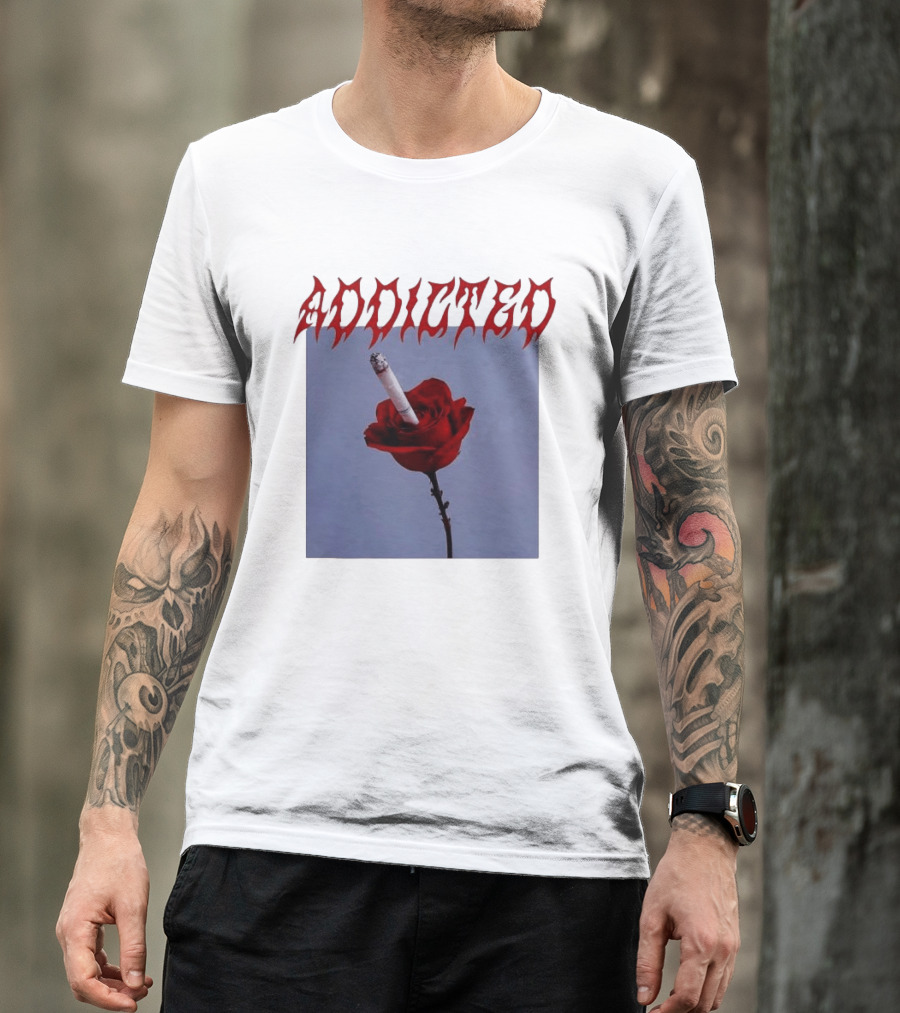 Addicted Smoking Roses Metal Aesthetic T-Shirt
