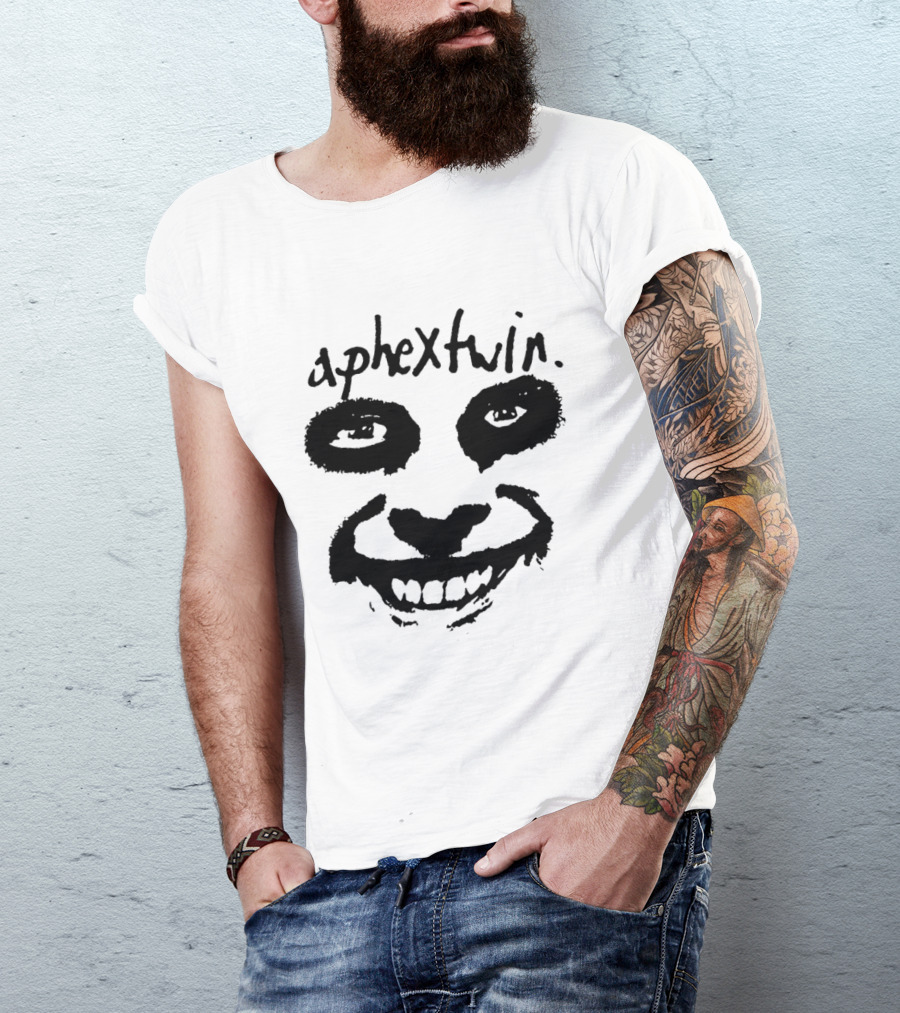 Aphex Twin Handwritten Logo With Distorted Face T-Shirt