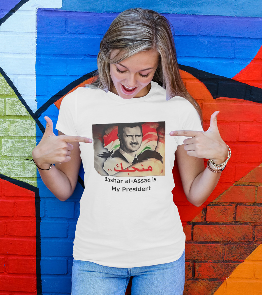 Bashar Al Assad Portrait With Syrian Flag T-Shirt
