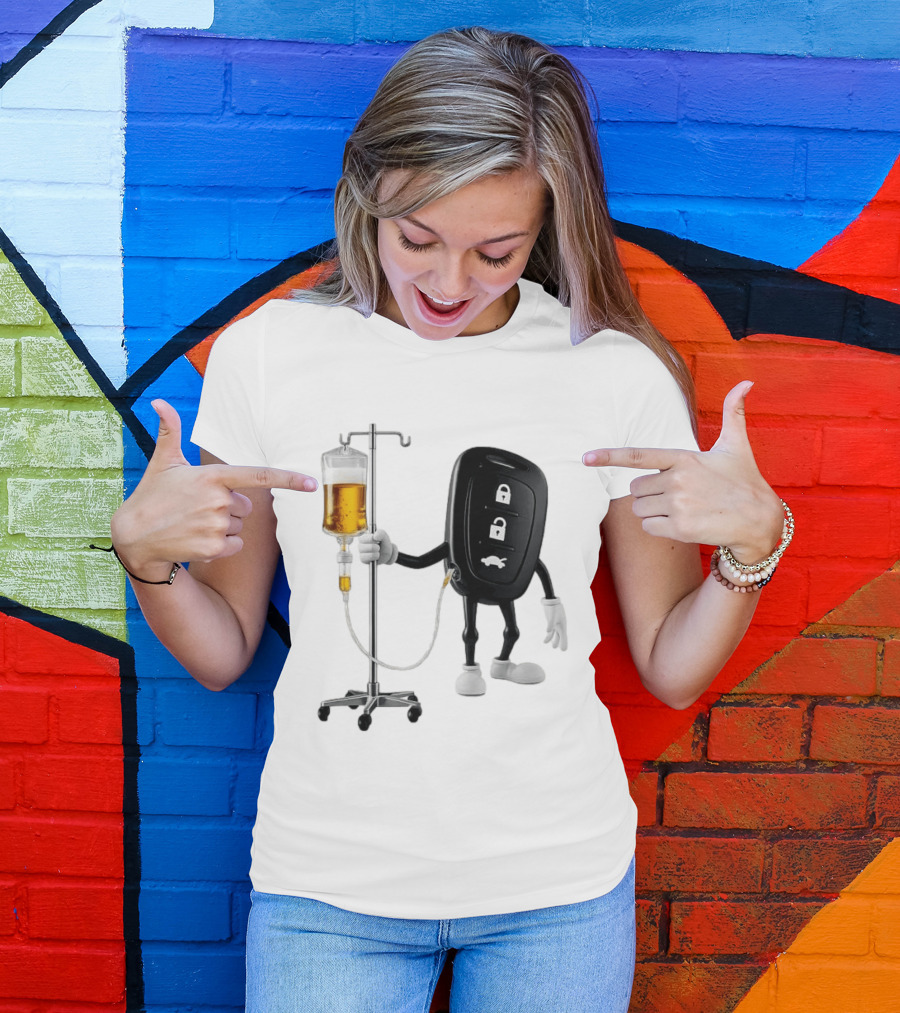 Car Keys With IV Beer Do Not Drink Alcohol When Driving Warning T-Shirt