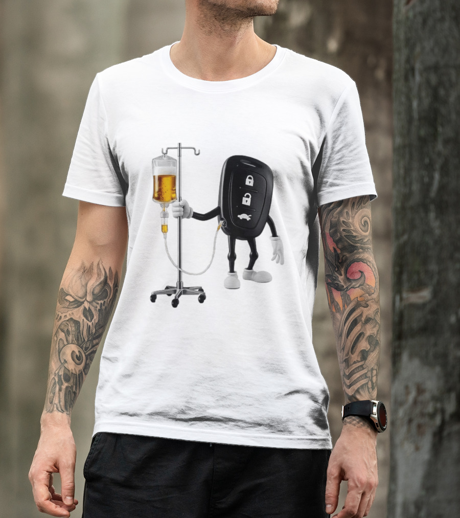 Car Keys With IV Beer Do Not Drink Alcohol When Driving Warning T-Shirt