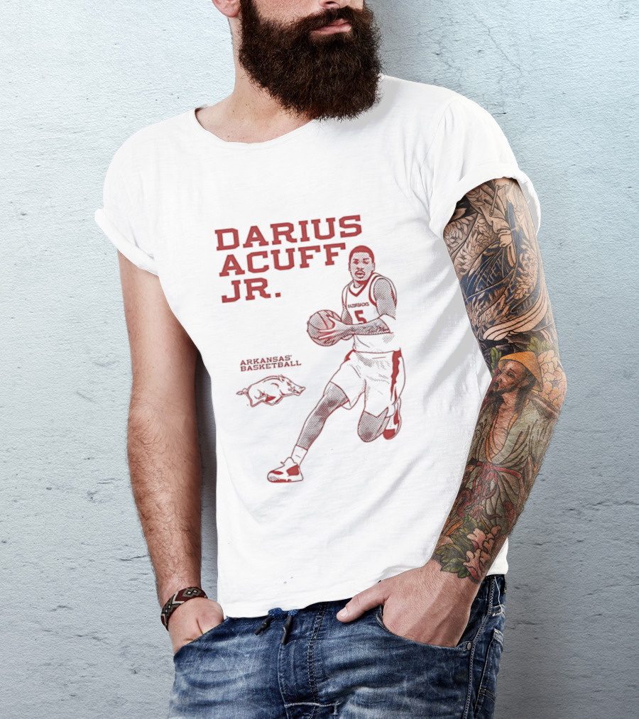 Darius Acuff Jr Arkansas Razorbacks Basketball Player Monochrome T-Shirt