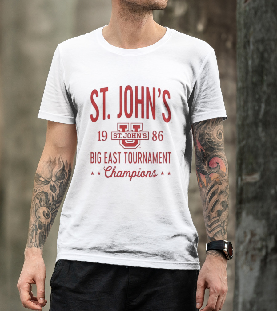 St. John's Red Storm 1986 Big East Tournament Champions NCAA Basketball T-Shirt