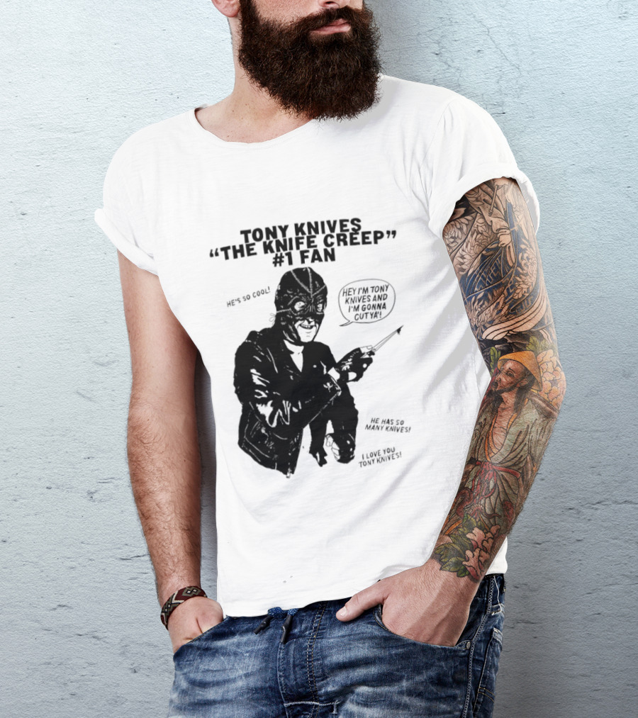 Tony Knives The Knife Creep Volume One Leather Jacket Mysterious True Crime Legendary Horror Movie Night Stalk Western Adventure T-Shirt