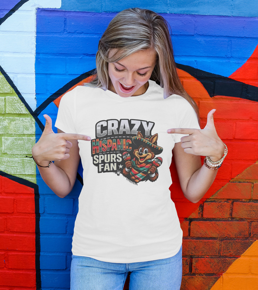 San Antonio Spurs Crazy Hispanic Spurs Fan Fiesta Coyote With Sombrero And Maracas T-Shirt