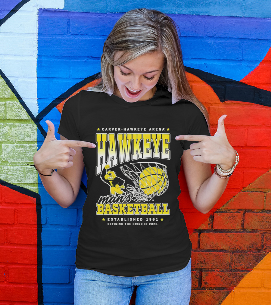 Carver Hawkeye Arena Man's Basketball Defining The Grind In 2023 Established 1901 T-Shirt