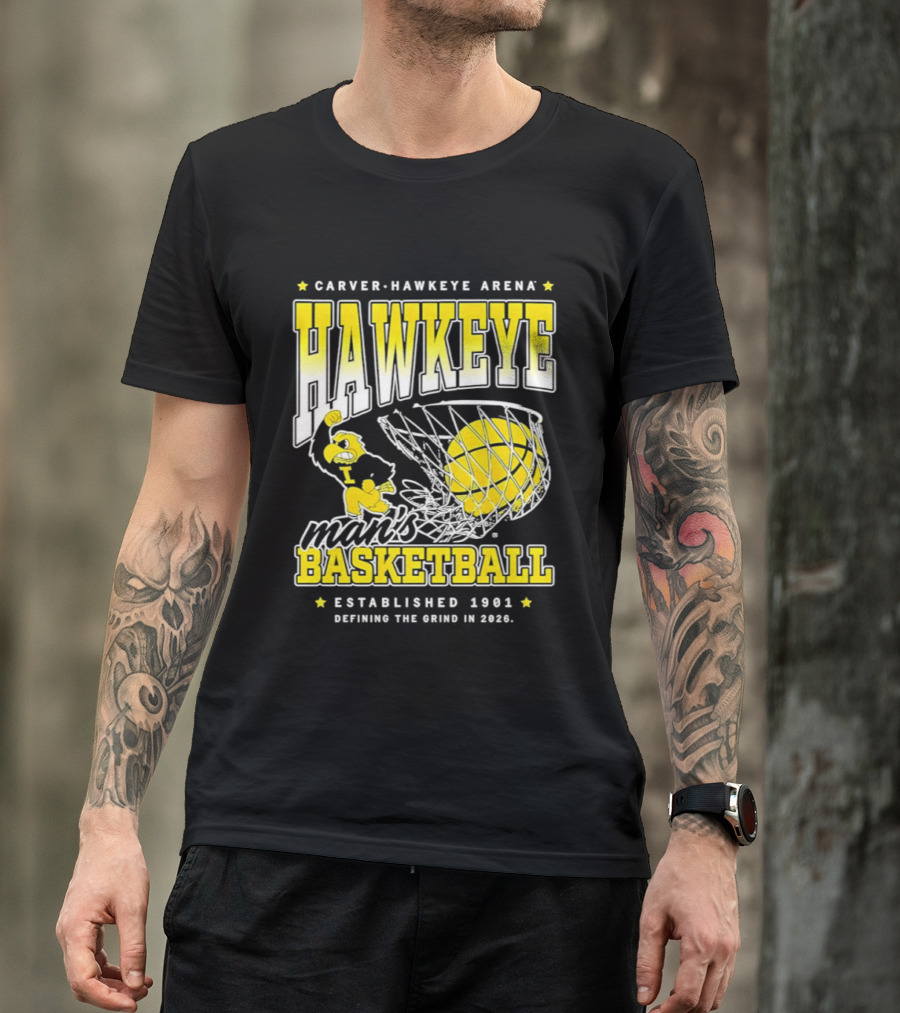 Carver Hawkeye Arena Man's Basketball Defining The Grind In 2023 Established 1901 T-Shirt