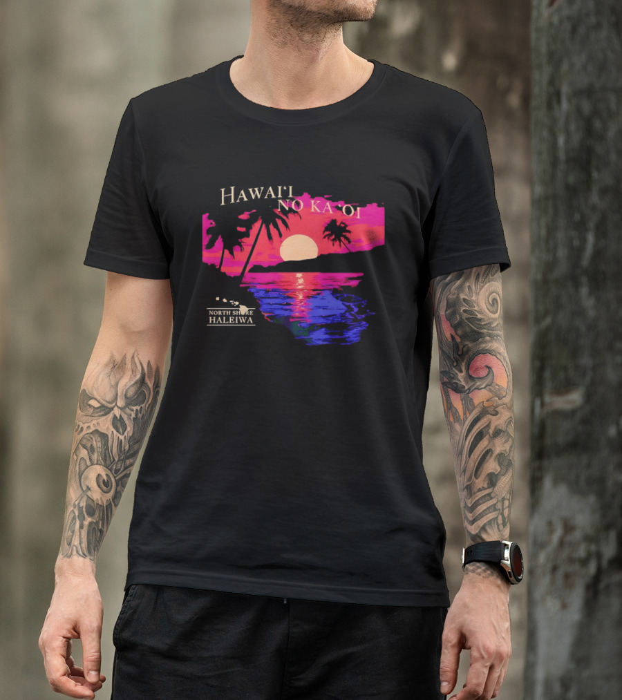 Hawai'i No Ka 'Oi Sunset Behind Mountains North Shore Haleiwa T-Shirt