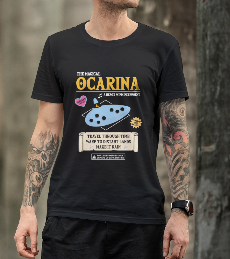 The Magical Ocarina A Hero's Wind Instrument Control Sun Phases Travel Through Time Warp To Distant Lands Make It Rain T-Shirt
