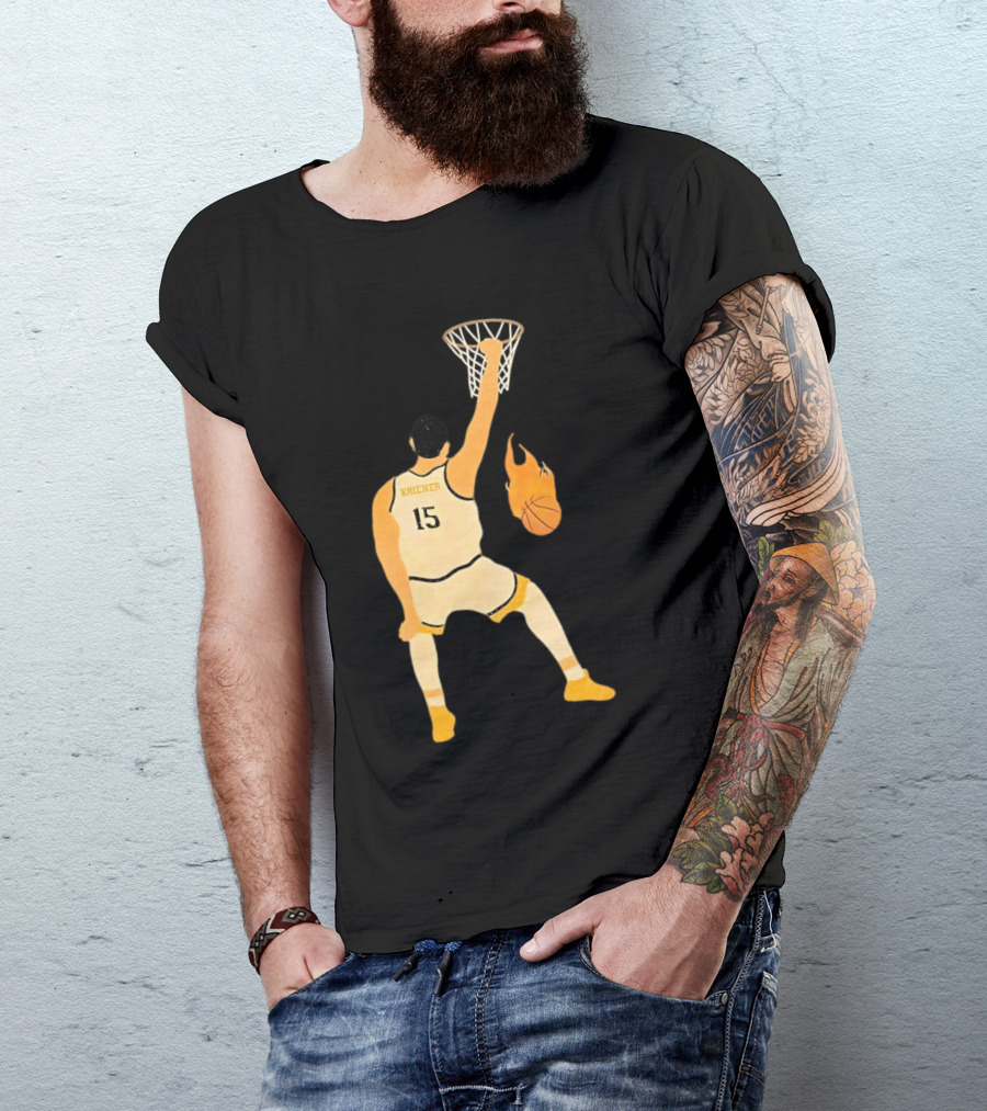 Nikola Jokic Denver Nuggets 15 Basketball Player Dunking Flame Ball T-Shirt