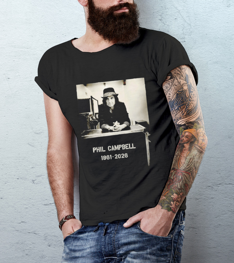 Phil Campbell 1961 2026 Retro Style Musician Hat Fashion T-Shirt