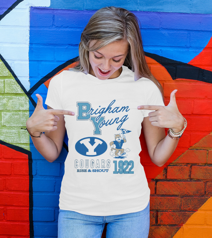 Brigham Young BYU Cougars Rise & Shout 1922 Flag Bearer T-Shirt
