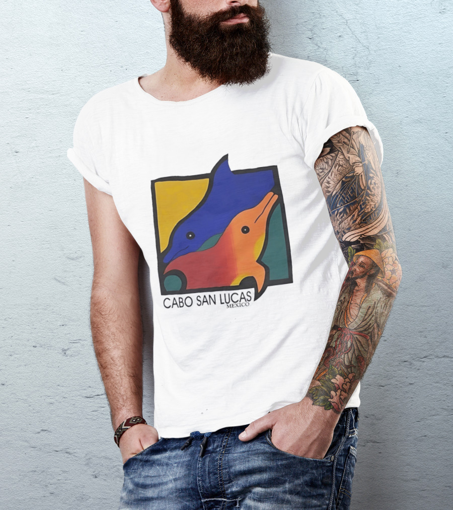 Cabo San Lucas Dolphin Colorful Art Mexico T-Shirt