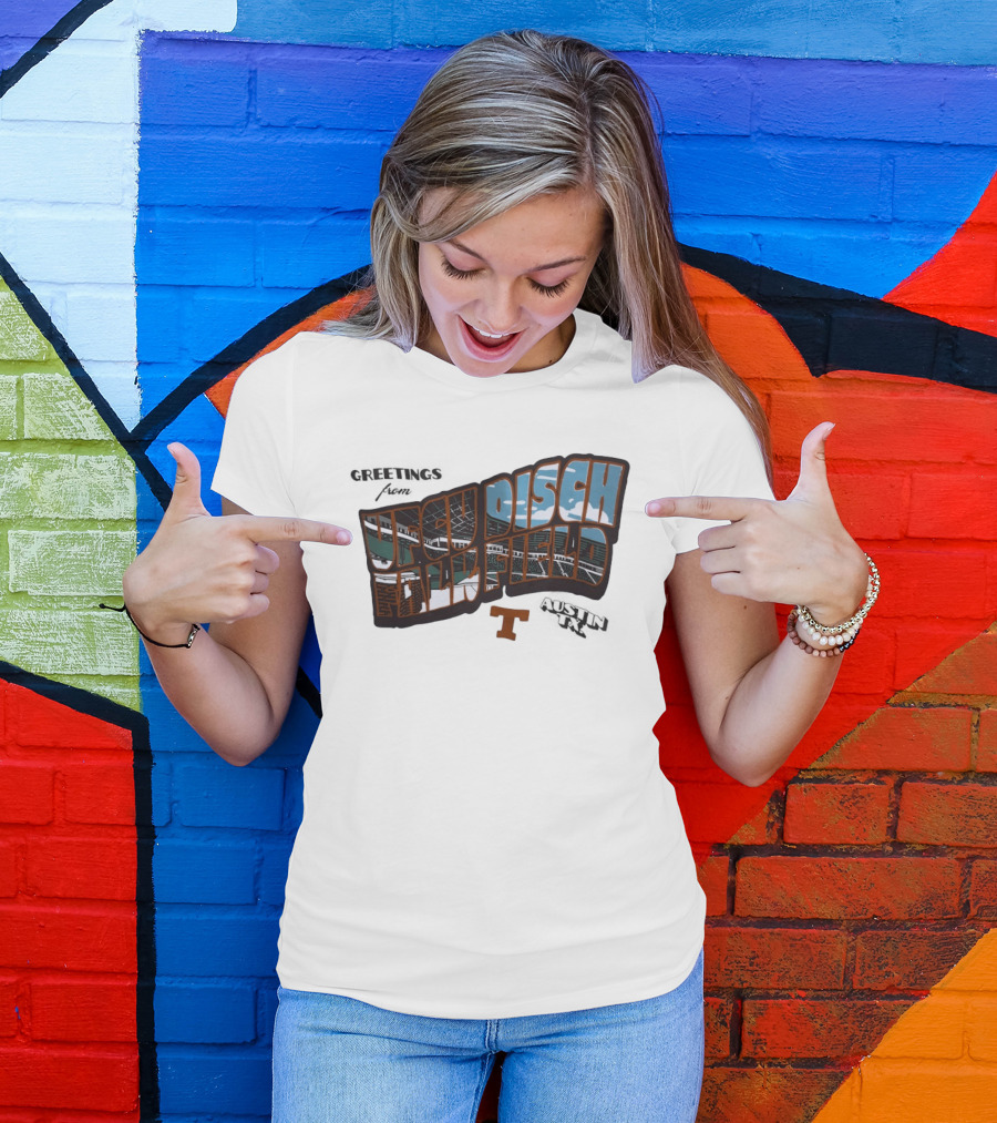 Greetings From UFCU Disch Falk Field Austin TX Stadium Scene T-Shirt