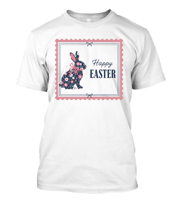 Happy Easter Bunny With Floral T-Shirt