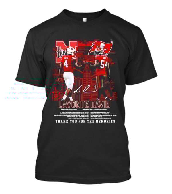 Lavonte David Nebraska Huskers Tampa Bay Buccaneers Thank You For The Memories T-Shirt