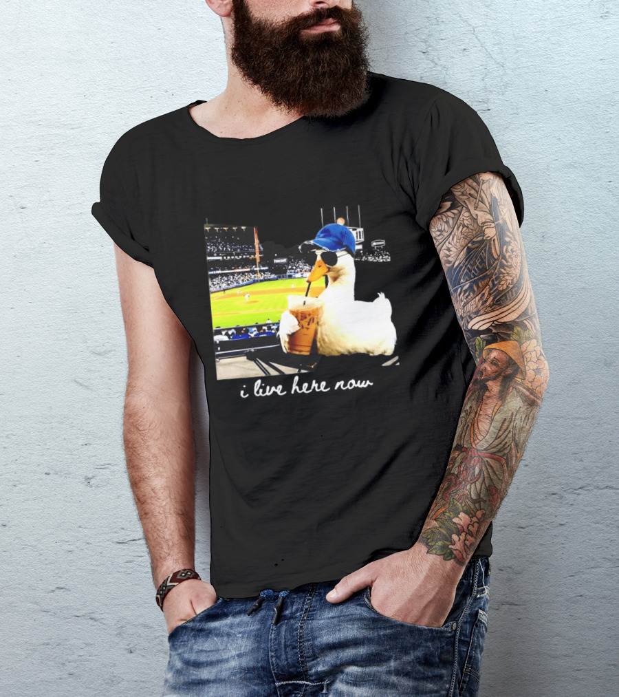 I Live Here Now Goose Ballfield Travel Baseball Softball Tournament T-Shirt