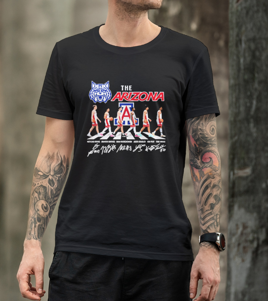 Arizona Wildcats Basketball Roster Abbey Road Walk Team T-Shirt