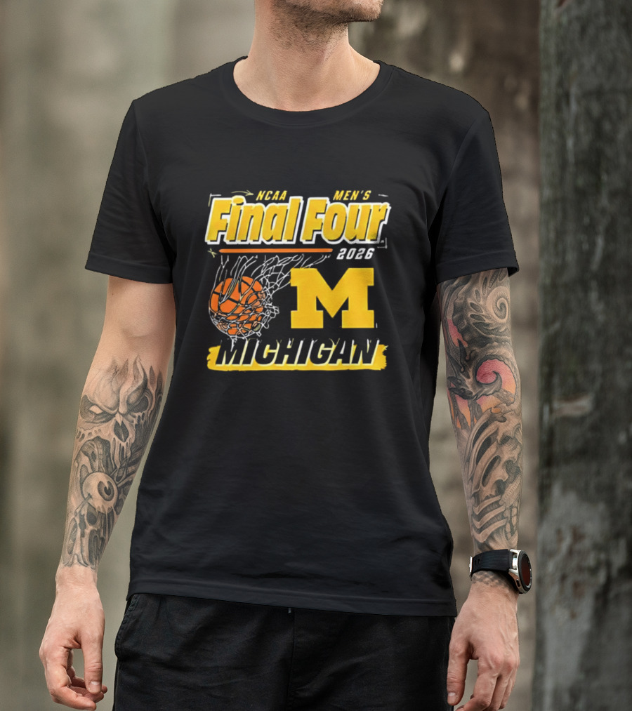 NCAA Men's Final Four 2023 Michigan Wolverines Basketball Swish T-Shirt