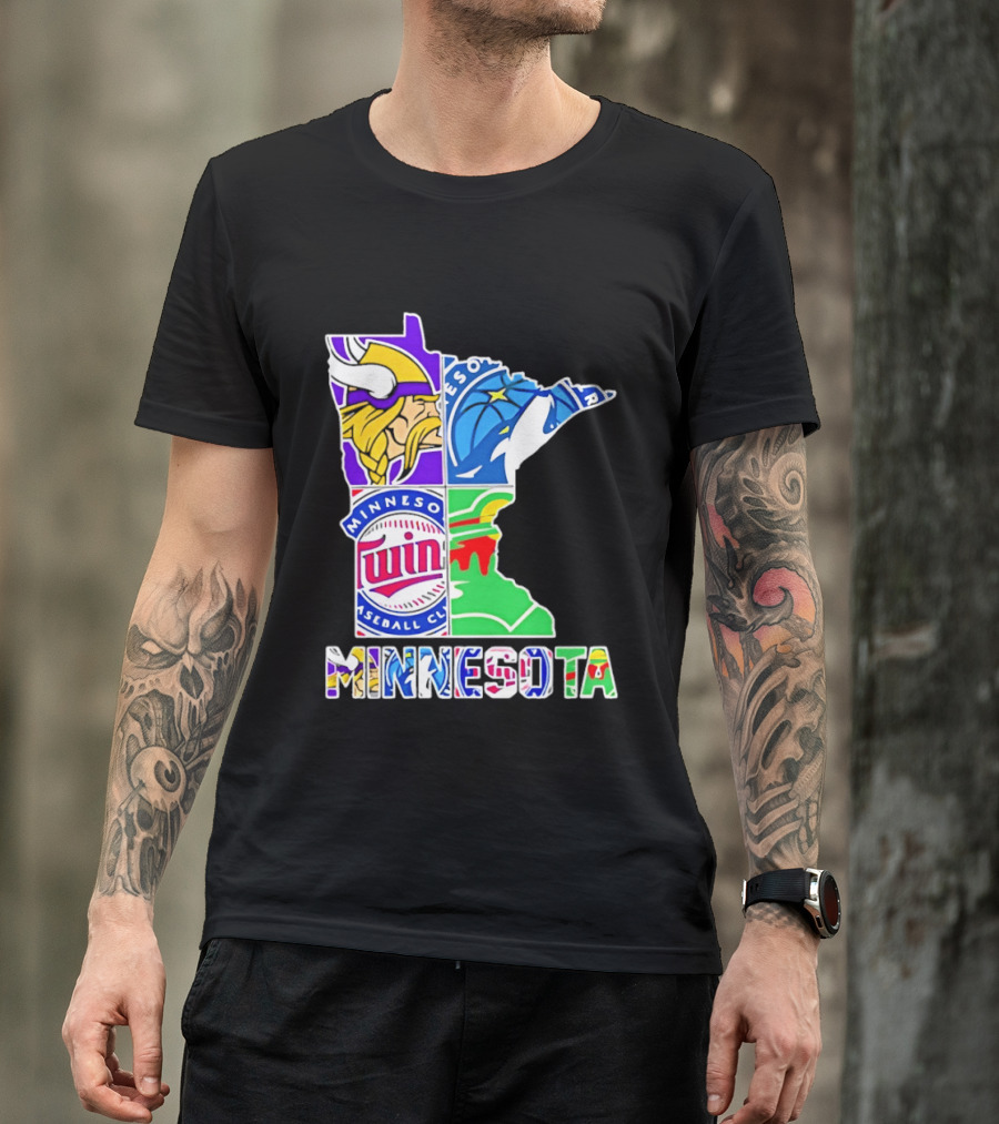 Minnesota Sports Teams Vikings Twins Wild Timberwolves Mashup T-Shirt