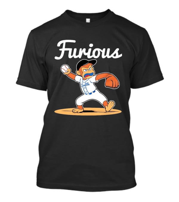 Furious George Seattle Baseball Monkey Pitcher T-Shirt