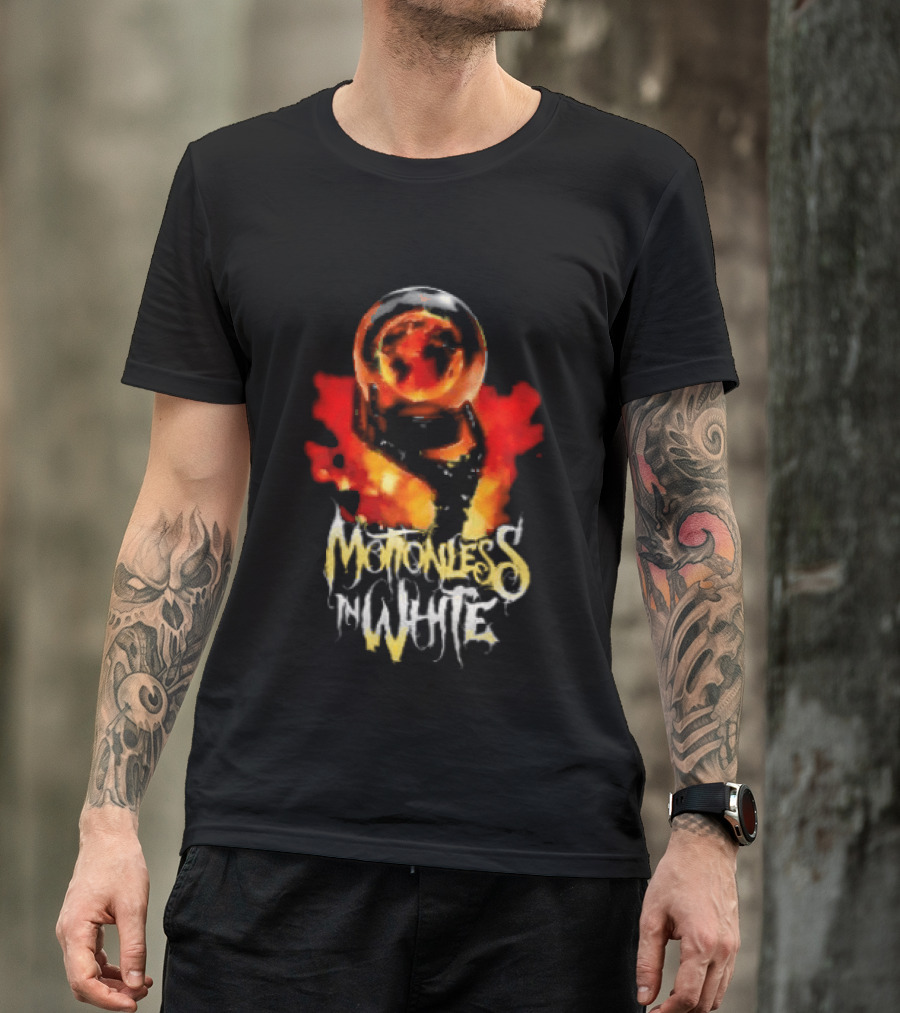 Motionless In White UK EU Tour 2026 Make Them Suffer Fiery Skull T-Shirt