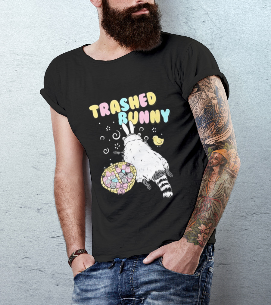 Trashed Bunny Raccoon Pastel Swirls Duck T-Shirt