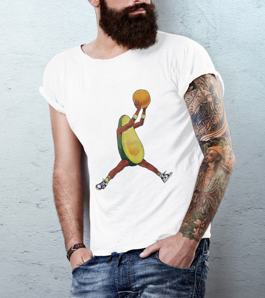 Avocado Basketball Athlete Dunking Fruit T-Shirt