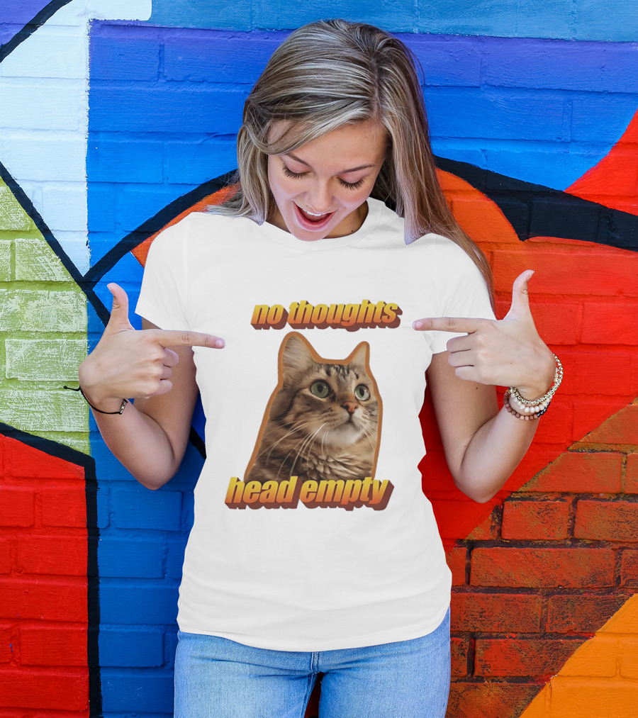 No Thoughts Head Empty Cat Meme Funny Humor T-Shirt