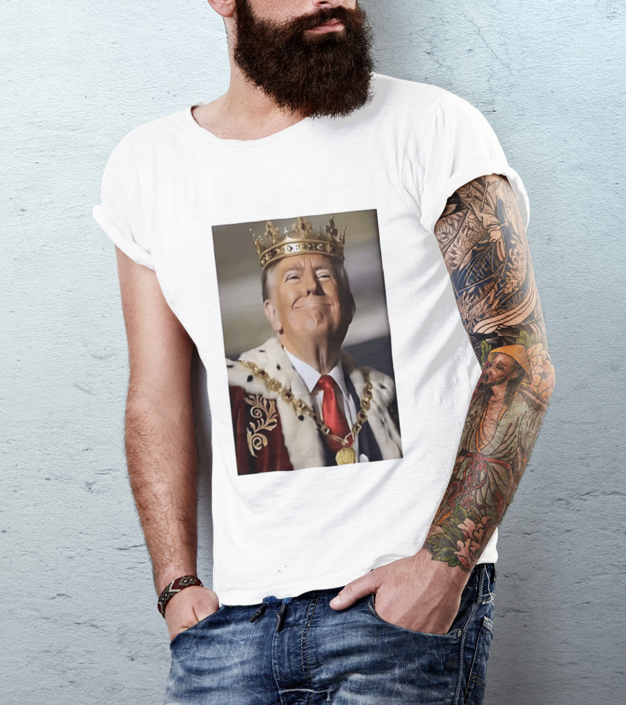 Donald Trump Crowned As King Regal Attire Red Tie Gold Crown T-Shirt