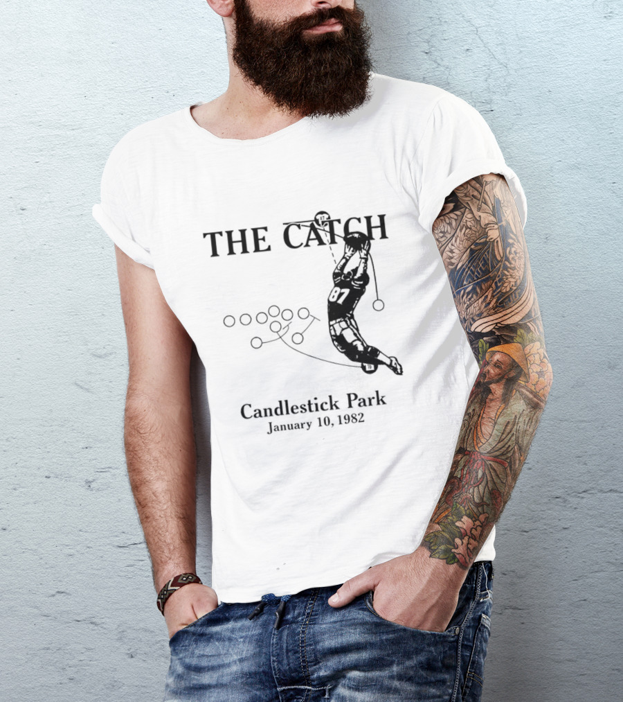 The Catch San Francisco 49ers Dwight Clark Candlestick Park January 10th 1982 Iconic Moment T-Shirt