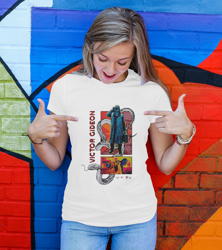 Victor Gideon Dramatic Snake And Mysterious Figures T-Shirt