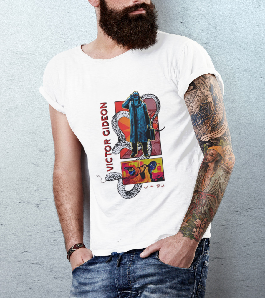 Victor Gideon Dramatic Snake And Mysterious Figures T-Shirt