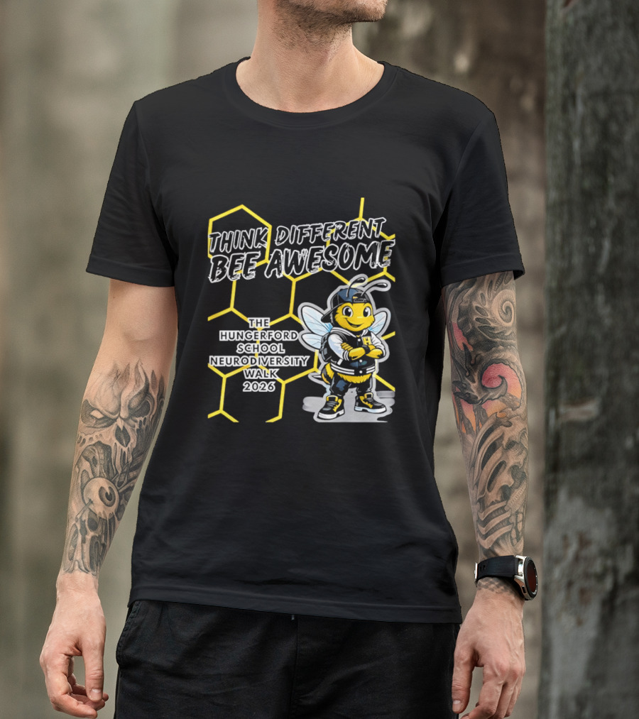 Think Different Bee Awesome The Hungerford School Neurodiversity Walk 2026 T-Shirt