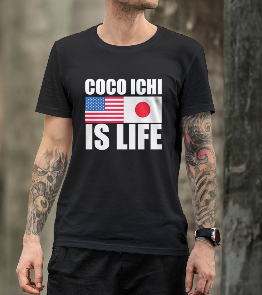 Coco Ichi Is Life USA And Japan Flag T-Shirt