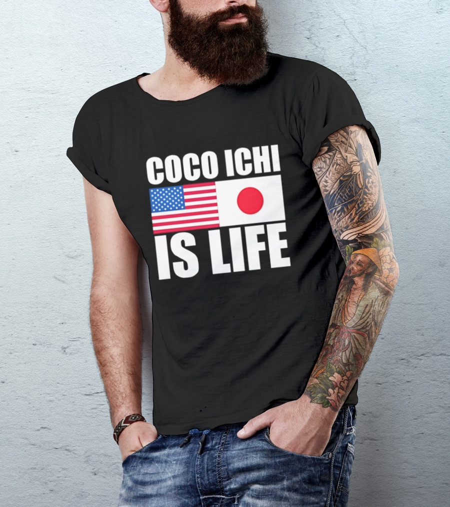 Coco Ichi Is Life USA And Japan Flag T-Shirt