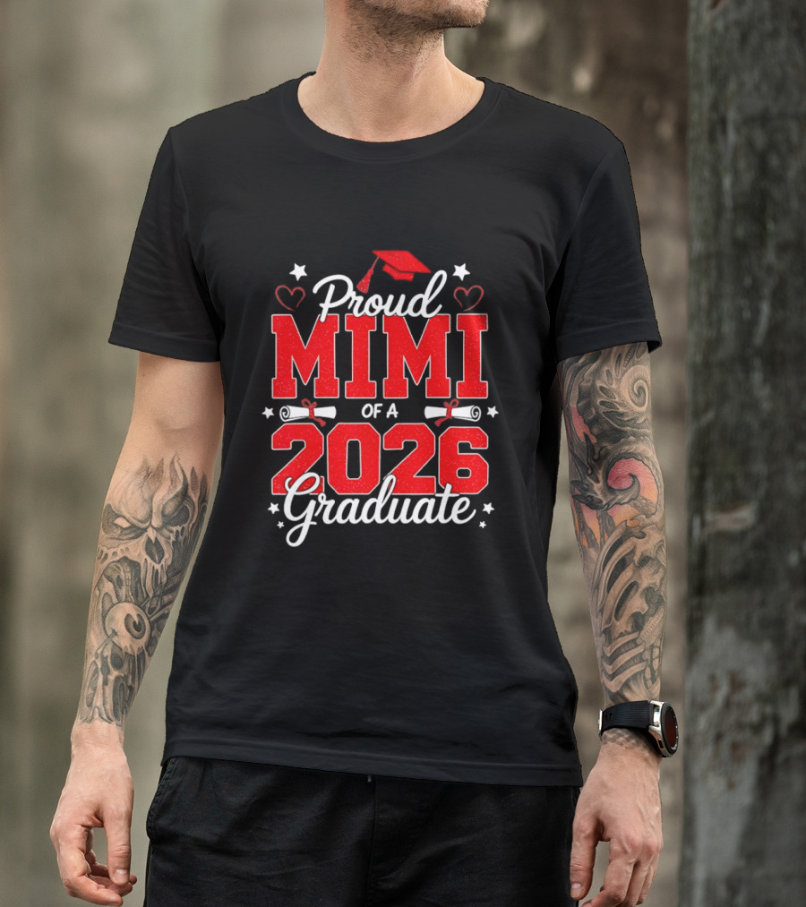 Proud Mimi Of A 2026 Graduate Senior Graduation Cap And Scrolls T-Shirt