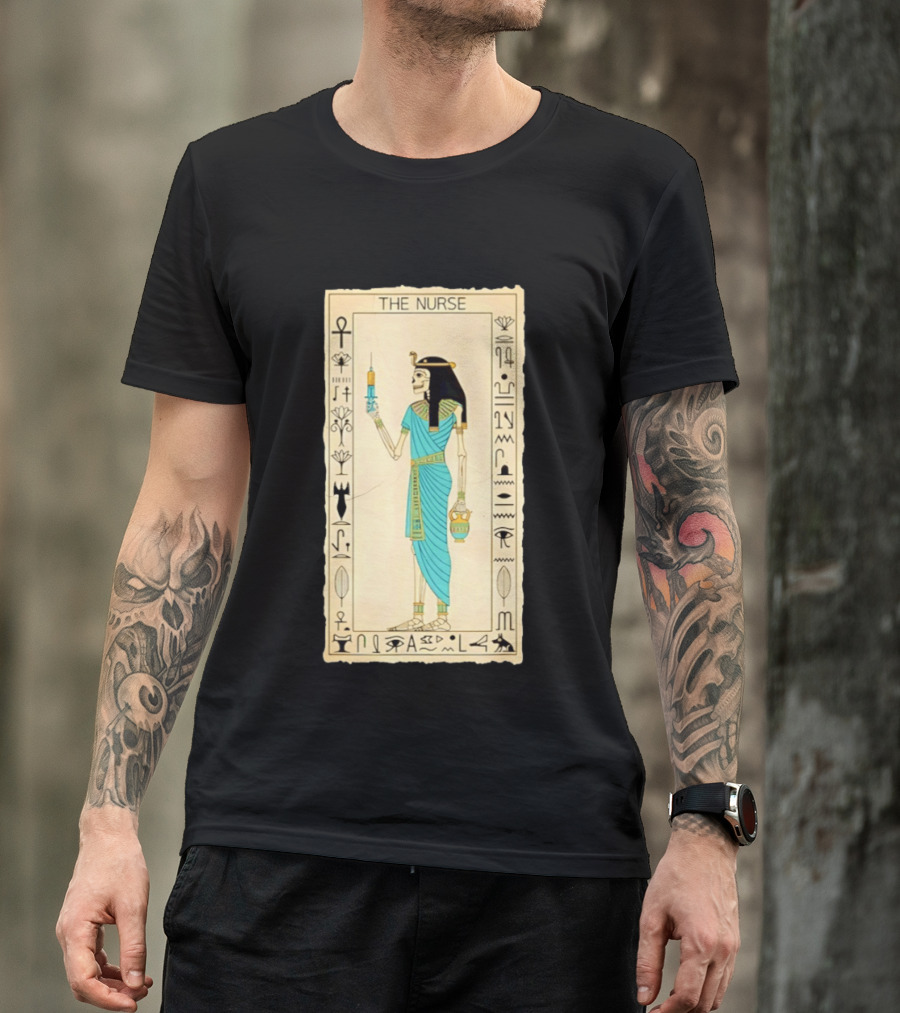The Nurse Egyptian Skeleton Tarot Card Medical Goth T-Shirt