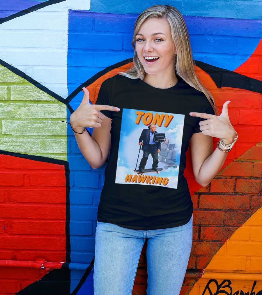 Tony Hawking Skateboard Fusion Surreal Humor T-Shirt