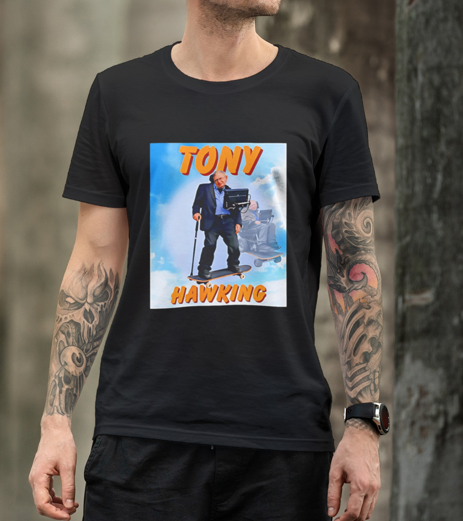 Tony Hawking Skateboard Fusion Surreal Humor T-Shirt