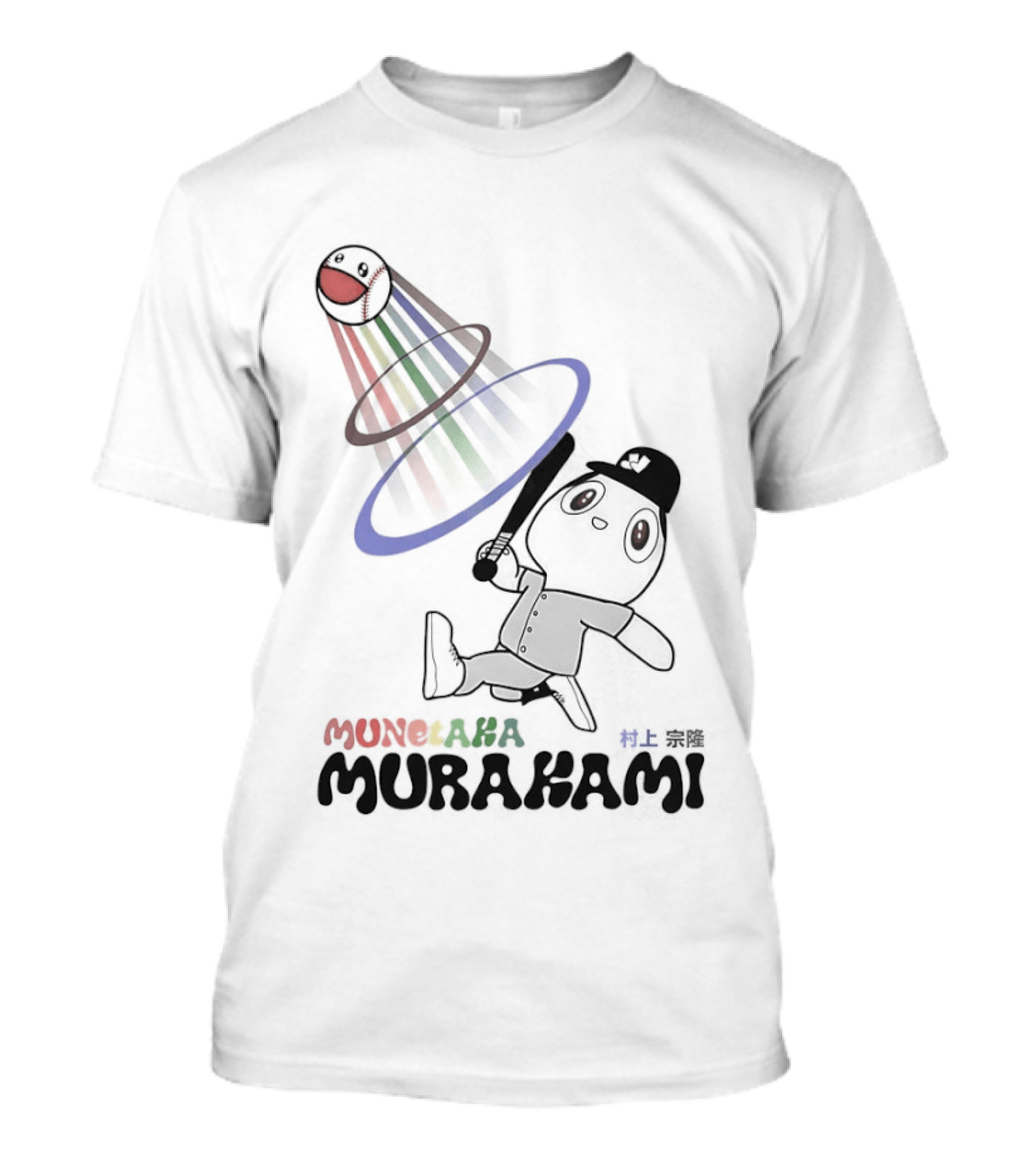 Takashi Murakami Rainbow Baseball Character Playful T-Shirt