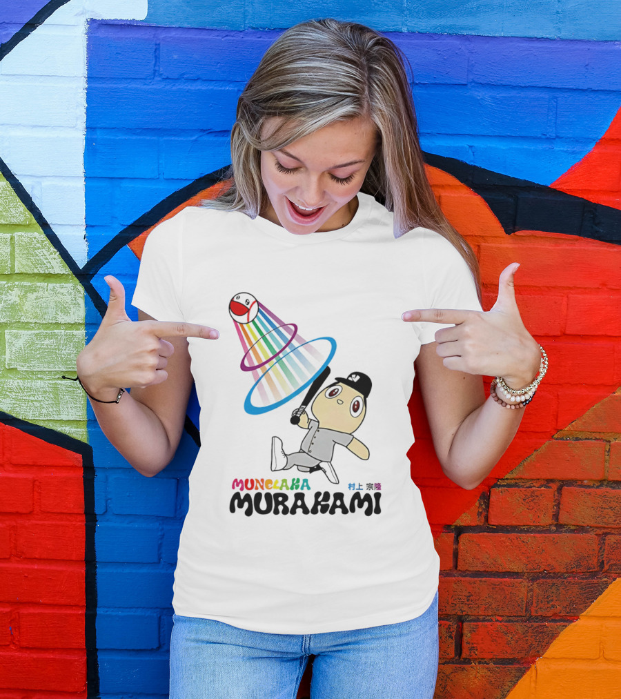 Munehisa Murakami Rainbow Baseball Cartoon Player T-Shirt