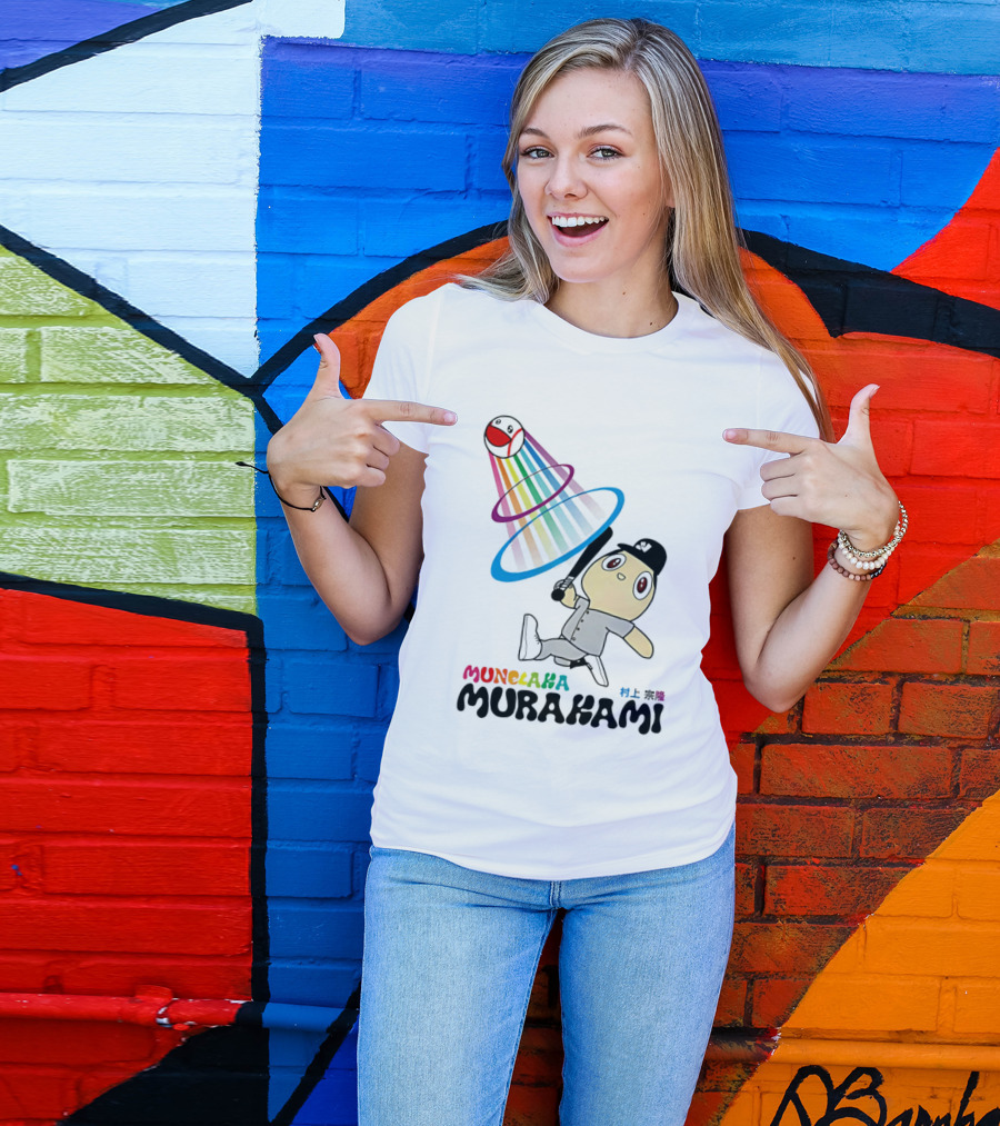 Munehisa Murakami Rainbow Baseball Cartoon Player T-Shirt