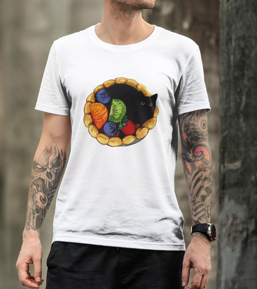 Black Cat Surrounded By Mixed Fruit Tart T-Shirt