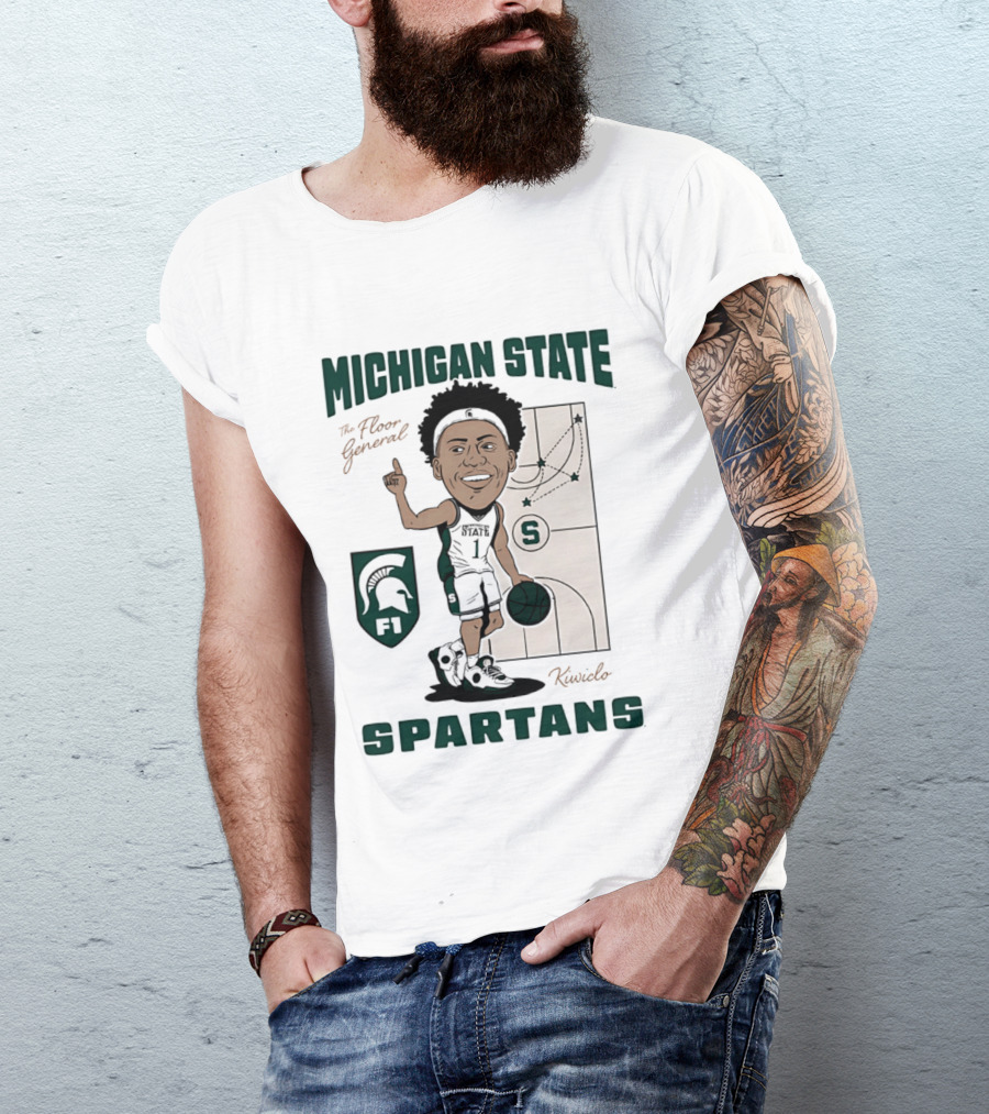 Michigan State Spartans Jeremy Fears Jr The Floor General Caricature T-Shirt