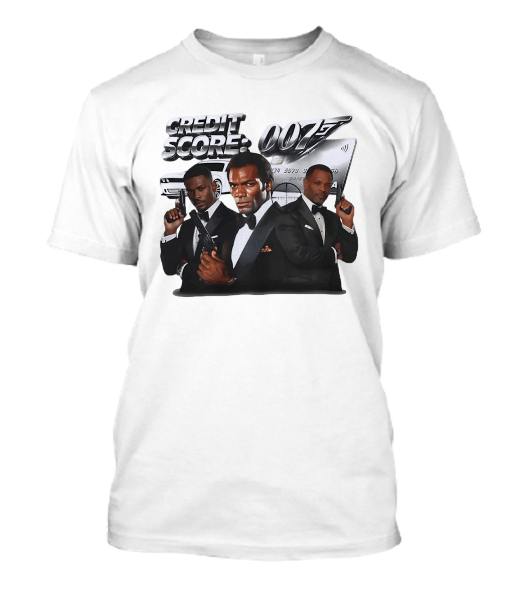 CREDIT SCORE 007 James Bond Style With Agents And Luxury Car T-Shirt