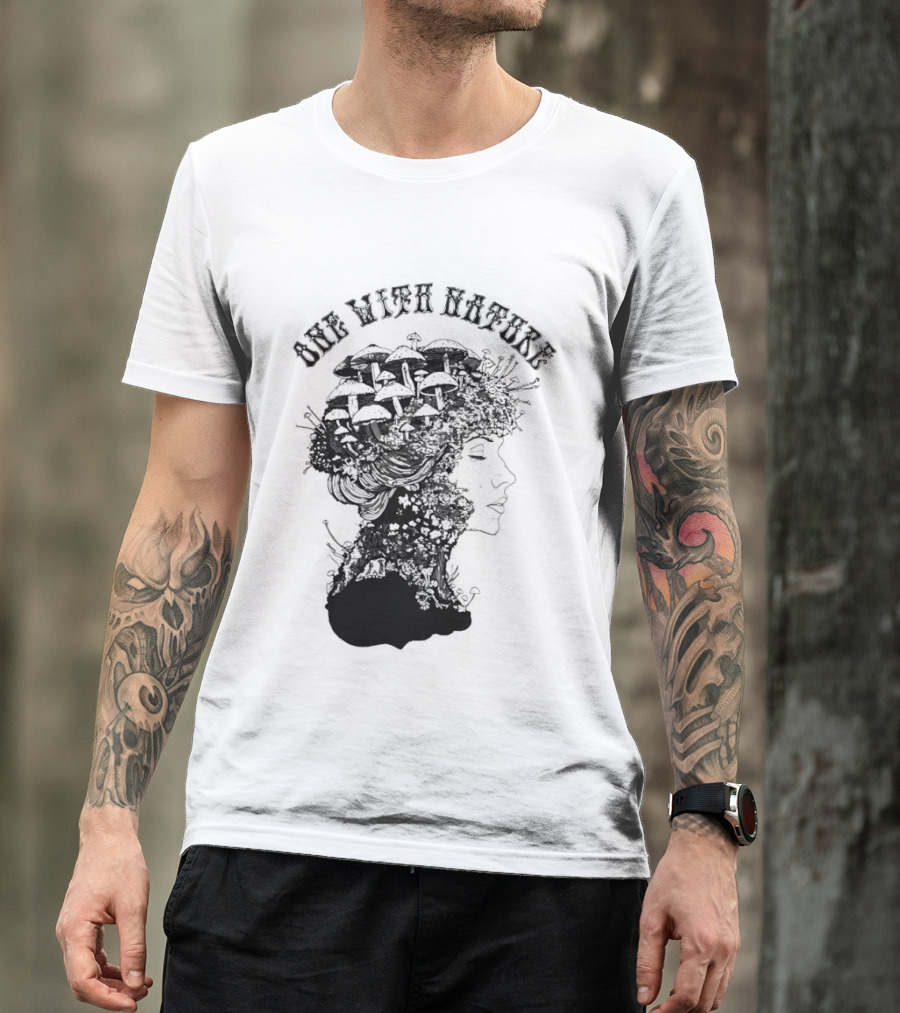 One With Nature Women Mushroom Psychedelic Fungi T-Shirt