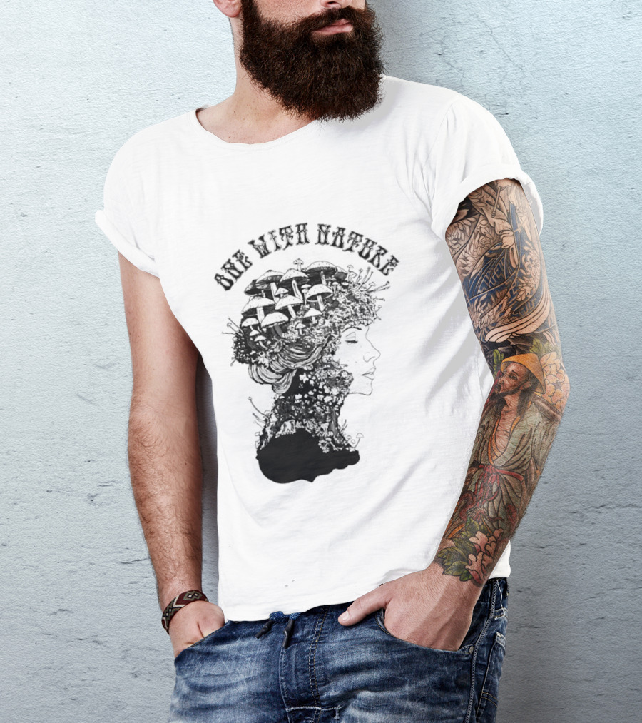 One With Nature Women Mushroom Psychedelic Fungi T-Shirt