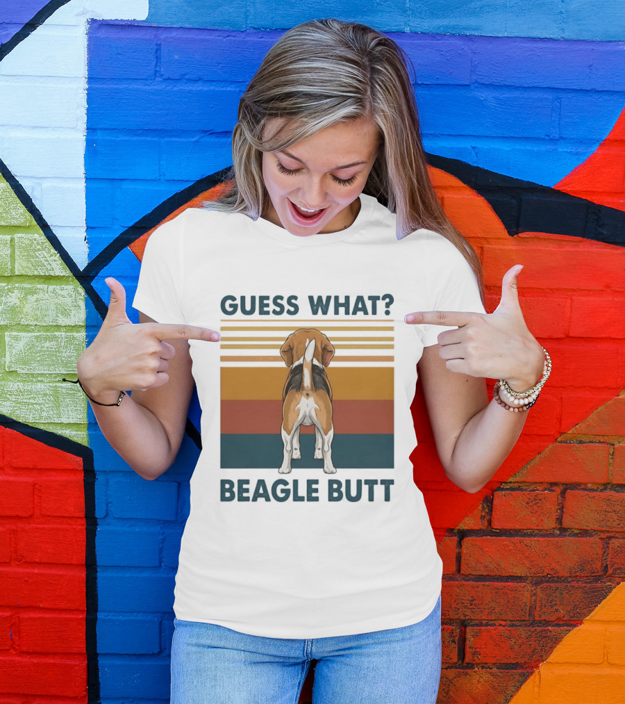 Guess What Beagle Butt Retro Stripes T-Shirt