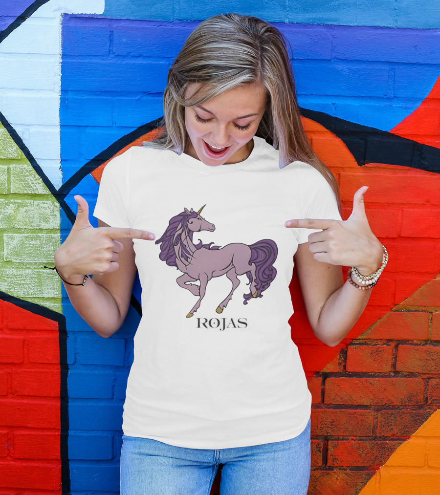 Rojas Pink Unicorn With Purple Mane T-Shirt
